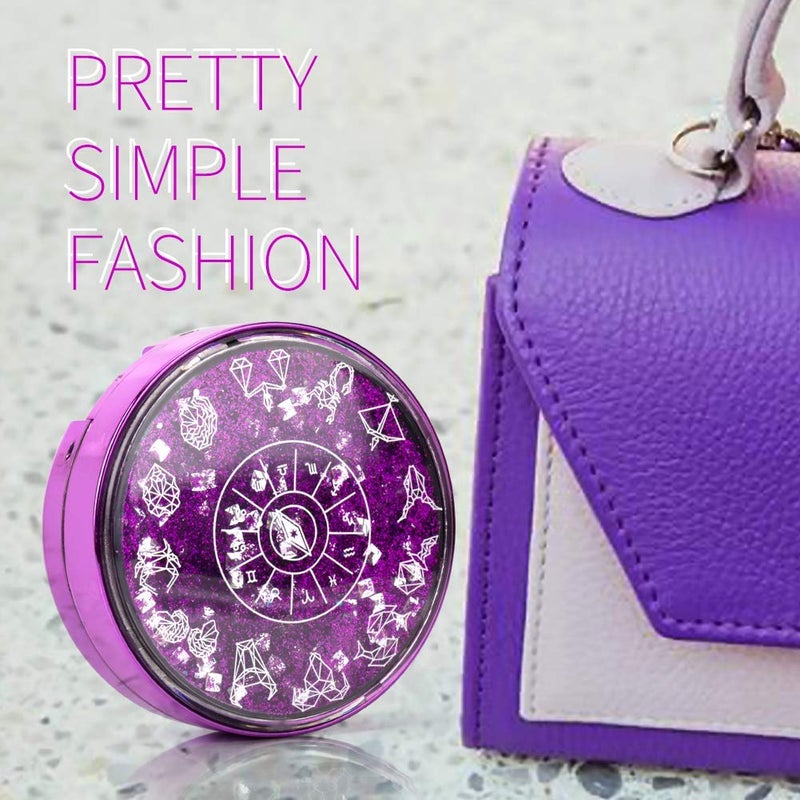 ofone Contact Lens Case, Bling Constellations Contact Cases with Tweezers Remover Tool Mirror Solution Bottle Contact Lenses Storage Container Kit for Travel (Purple) - Image 5